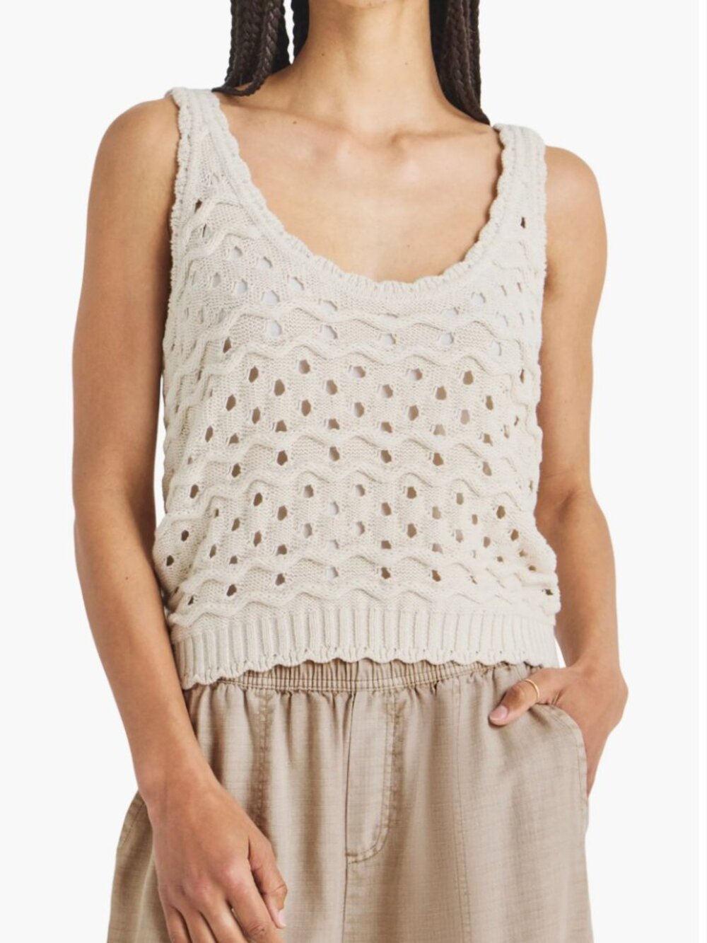Splendid Lowen Tank Sweater- M- Cream/Beige - White Sand